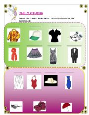 English Worksheet: THE CLOTHING