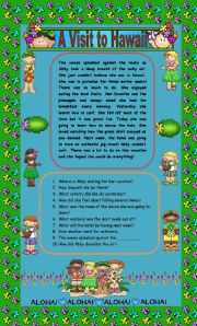 English Worksheet: Comprehension - A Visit to Hawaii