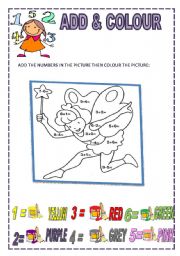 English Worksheet: ADD & COLOUR