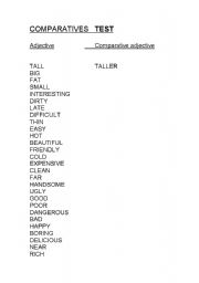 English worksheet: comparative adjectives