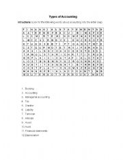 English worksheet: Types of accounting