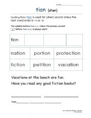 English worksheet: tion worksheet