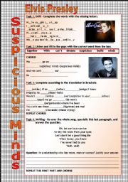 Song Worksheet - Suspicious Minds by Elvis Presley