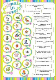 English Worksheet: Animals in proverbs (with keys)