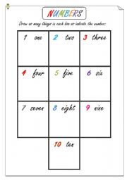 English worksheet: Numbers (1-10)