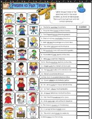 English Worksheet: Simple present tense to simple past tense