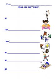 English worksheet: WHAT ARE THEY DOING?