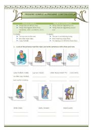 English Worksheet: simple present vs Continuous