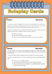 English Worksheet: ROLEPLAY CARDS  - ADOLESCENTS ISSUES ***3 PAGES*** FULLY EDITABLE