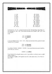 English worksheet: Cardinal Numbers