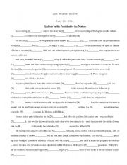 English worksheet: Pres. Obama on the Debt Crisis