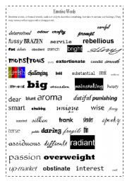 English Worksheet: Vocabulary - Emotive Words