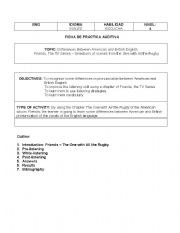 English worksheet: Learning English with Friends the TV series - Ross and the Rugby scene