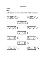 English Worksheet: COLORS