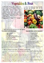 English Worksheet: Vegetables and Fruit