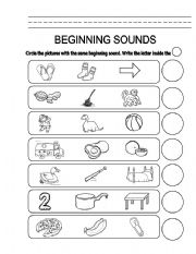 English Worksheet: Alphabet Beginning Sounds