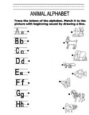 English worksheet: Animal Alphabet (A to H)