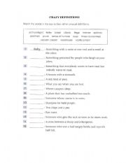 English Worksheet: Crazy definitions - baby