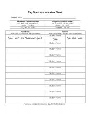 English Worksheet: tag question practice 