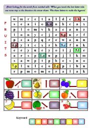 English Worksheet: fruits