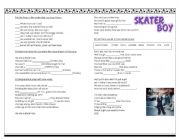 English Worksheet: Skater Boy Song