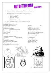 English Worksheet: Out of time man - song - telling the time