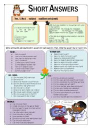 English Worksheet: NICE SHORT ANSWERS EXPLANATION & PRACTICE WS +BW + KEY (fully editable)