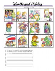 English Worksheet: Months and Holidays 