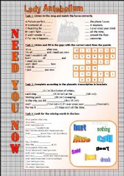English Worksheet: Song Worksheet - Need you Now by Lady Antebellum