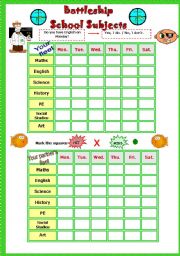 School Subjects Part 2 Battleship Game # Fully editable