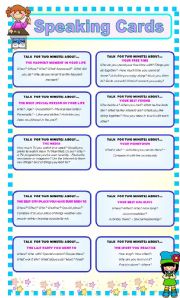 SPEAKING CARDS - VARIED TOPICS - FULLY EDITABLE