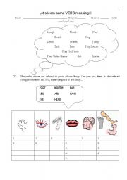 English worksheet: Lets learn some verbs meaning