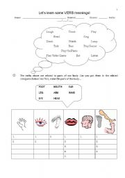 English Worksheet: Lets learn some verbs meaning