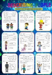 English Worksheet: DESCRIBING PEOPLE (HAVE GOT, TO BE)