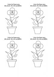Colour the flower using RED, BLUE, YELLOW and GREEN.