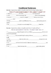 English Worksheet: conditional sentences