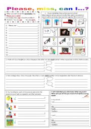 English Worksheet: Please, miss, can I...? asking for permission