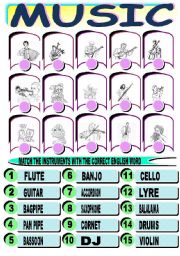 English Worksheet: MUSIC