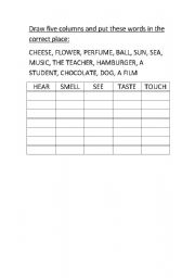 English Worksheet: Senses
