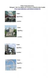 English worksheet: London: famous monuments