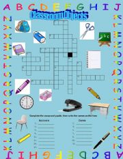 English Worksheet: Classroom Objects