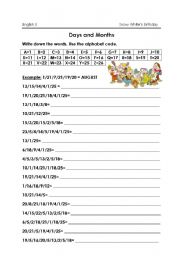 English Worksheet: Snowwhites Birthday - Days and Months