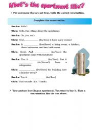 English Worksheet: Houses, and apartments; rooms; furniture