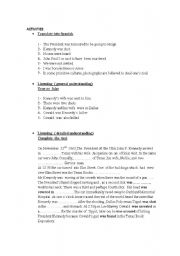 English Worksheet: Kennedy`s assassination