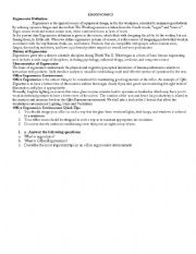 English worksheet: Ergonomics