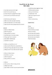 English Worksheet: Phil Collins- Youll be in my heart (Tarzan movie)