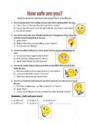 English Worksheet: Personal safety quiz