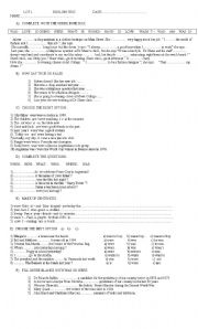 English Worksheet: PRESENT SIMPLE AND PAST