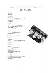 English Worksheet: Simple past song - Yesterday, The Beatles