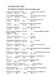 English Worksheet: TEST Household chores